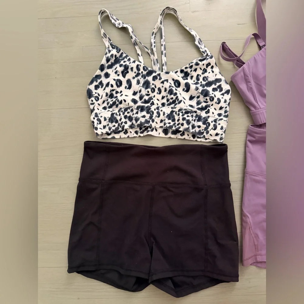 Three Sets of Stylish Activewear Biker Shorts and Sports Bras with Hoodie - Picture 3 of 16